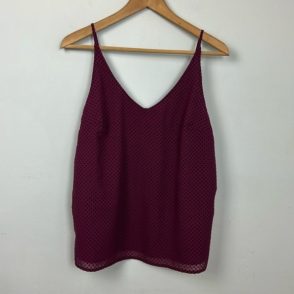 Banana Republic Flock Dot Print Classic Camisole in Burgundy Sz S - Picture 2 of 10